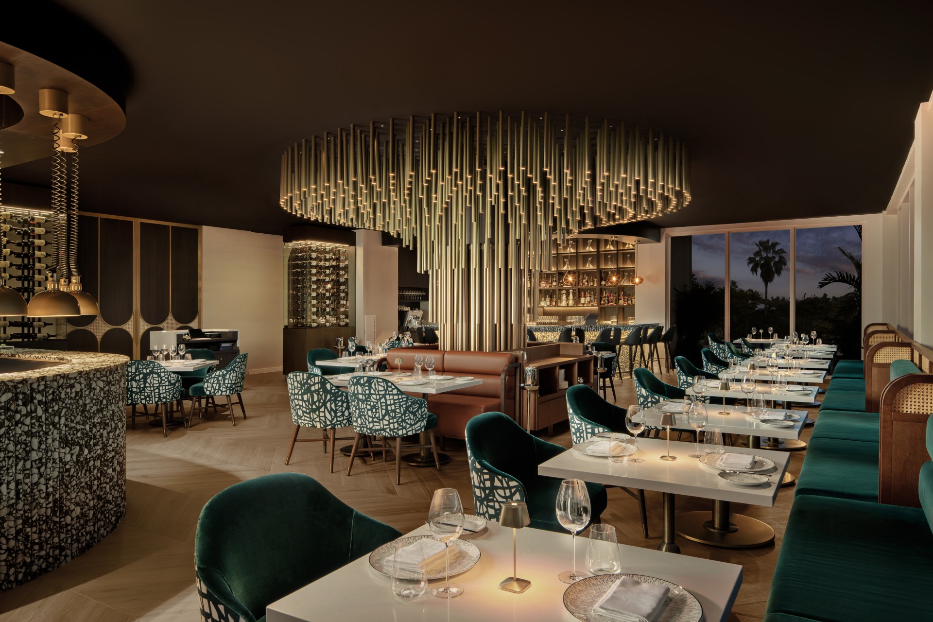 a restaurant with tables and chairs