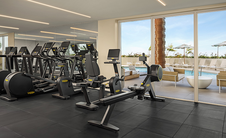 a gym with exercise equipment