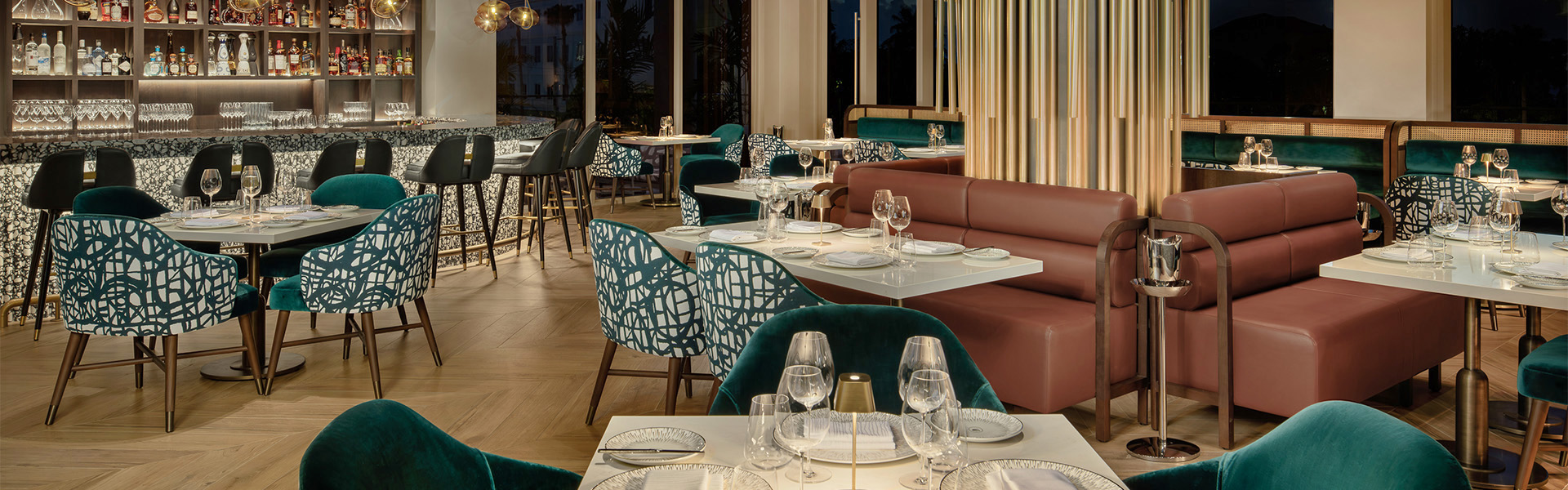 a restaurant with tables and chairs