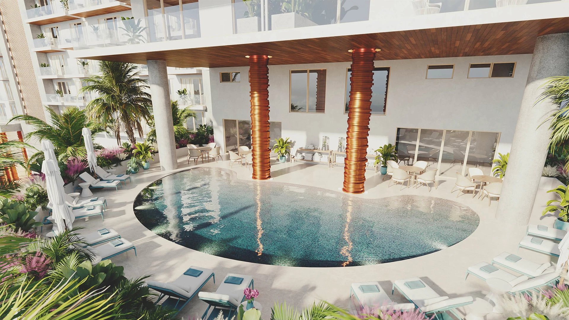 a pool in a building