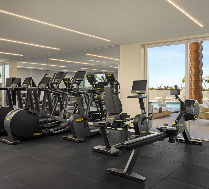 a gym with exercise equipment