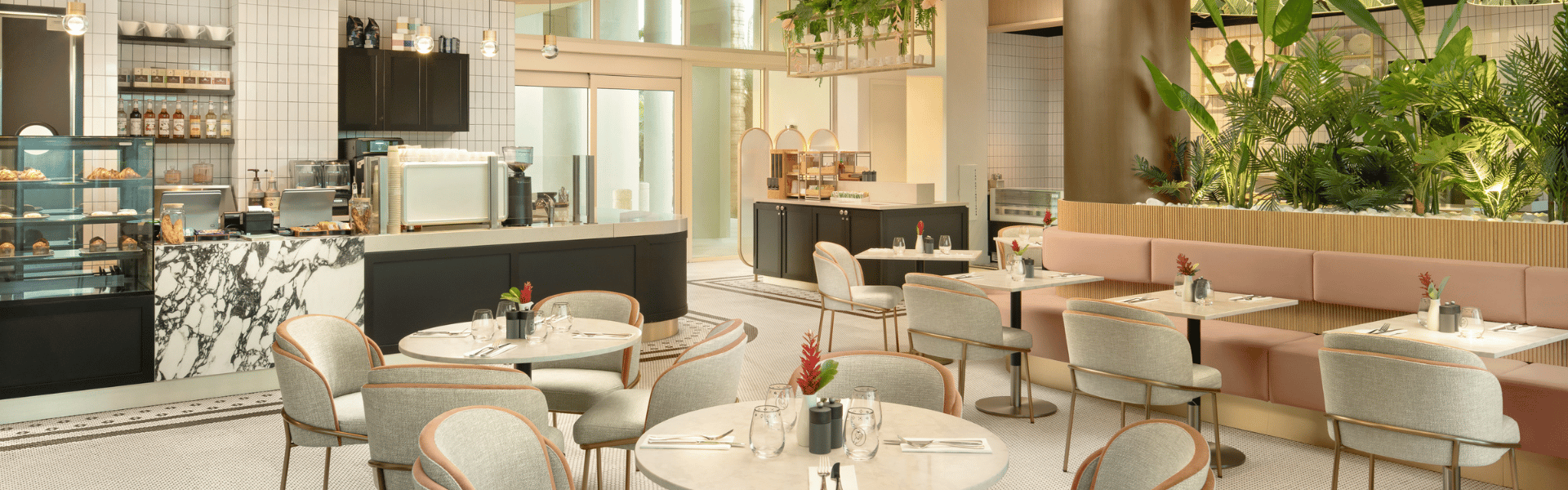 a restaurant with tables and chairs