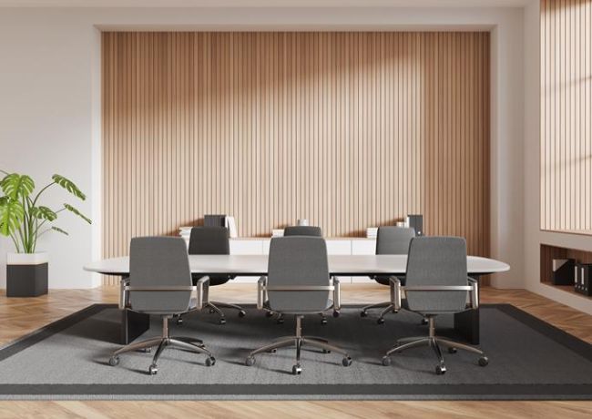 a room with a table and chairs