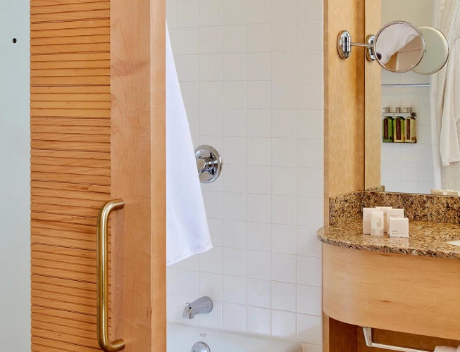 King Bathroom with wooden accents