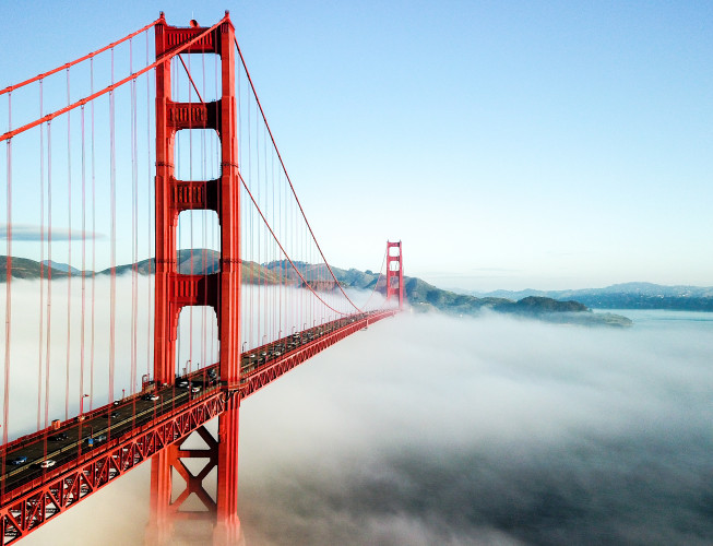 golden gate bridge with clouds