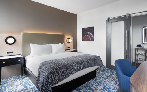 a bed in a room