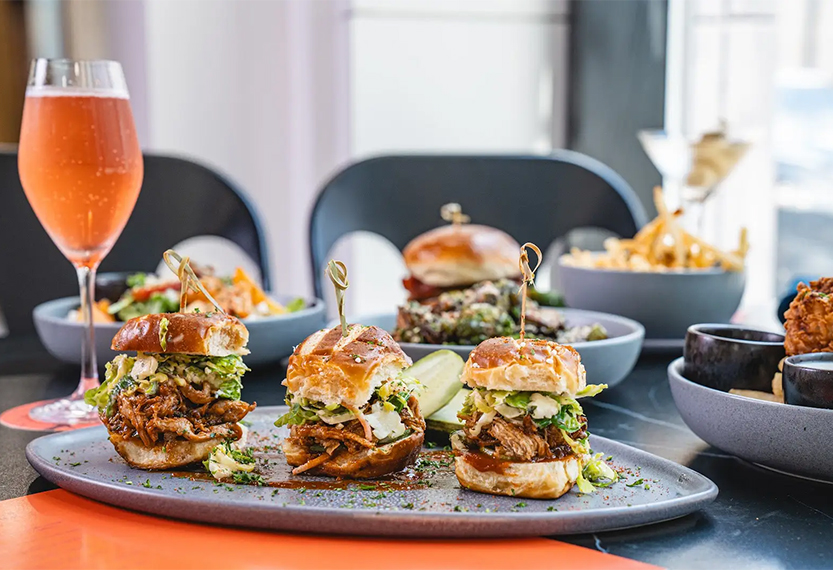 a plate of sandwiches on a table