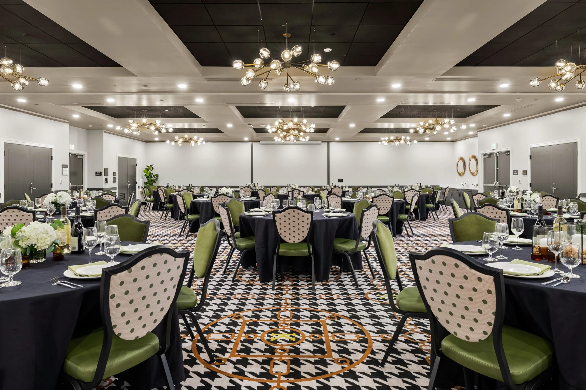 a room with tables and chairs