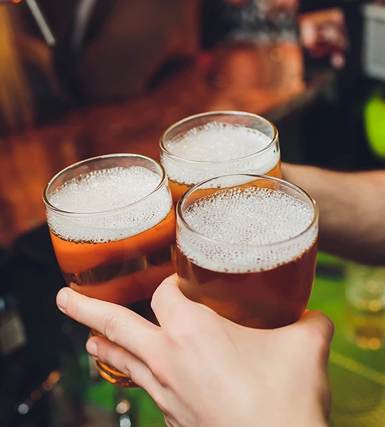 a group of glasses of beer