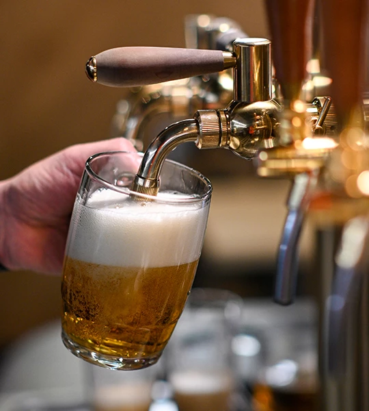 a hand holding a glass of beer