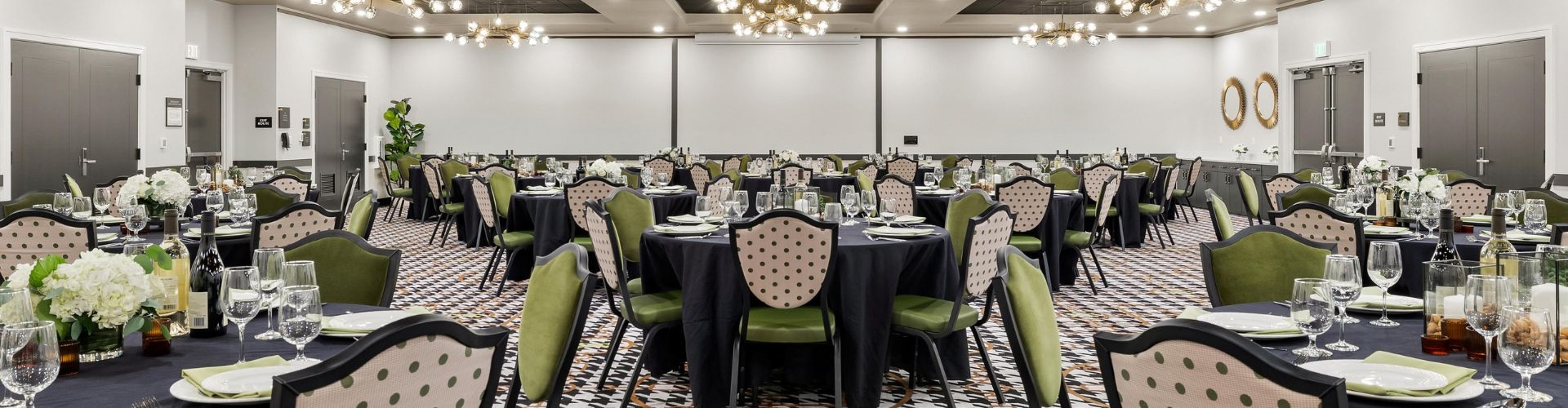 a room with a table set up