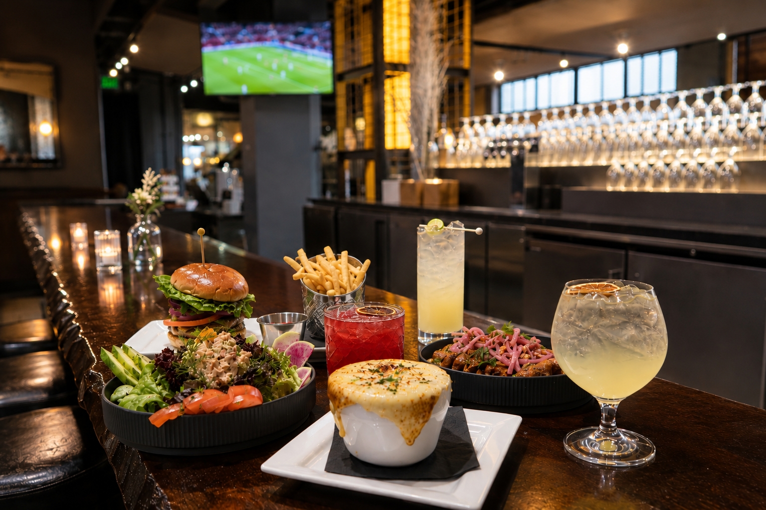 a table with food on it in juno at the arctic club hotel in downtown seattle