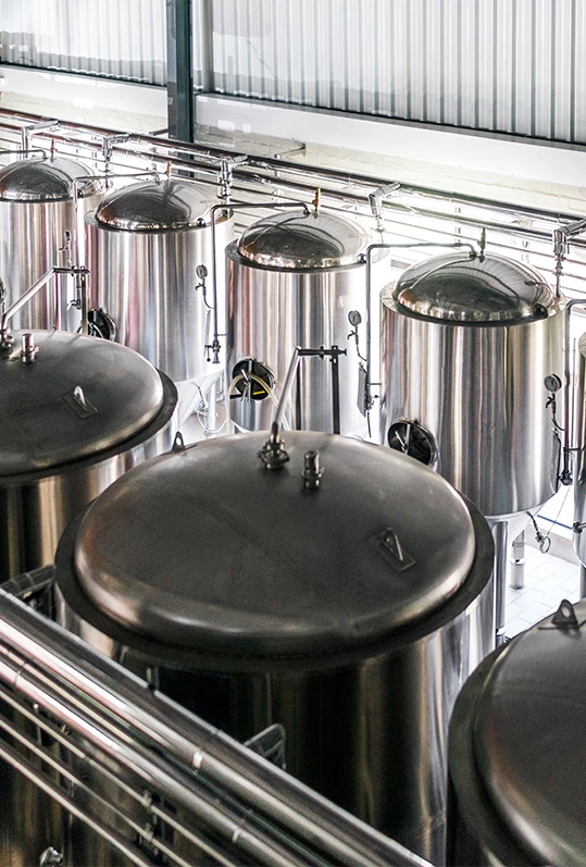 a group of large metal tanks