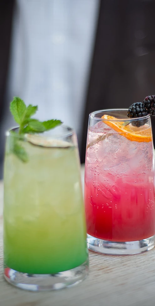 a close up of drinks