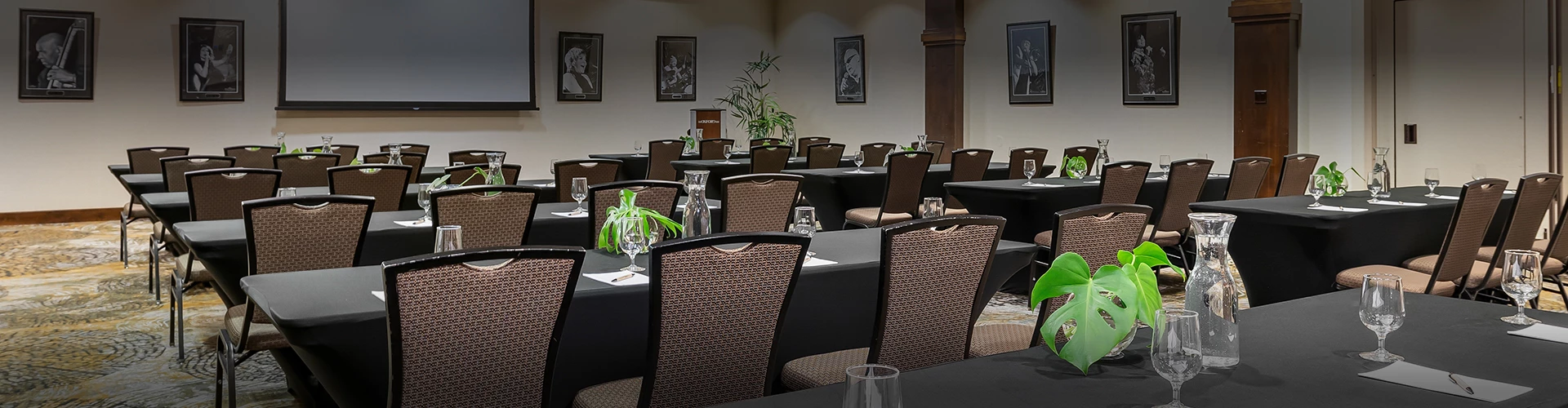 a room with tables and chairs