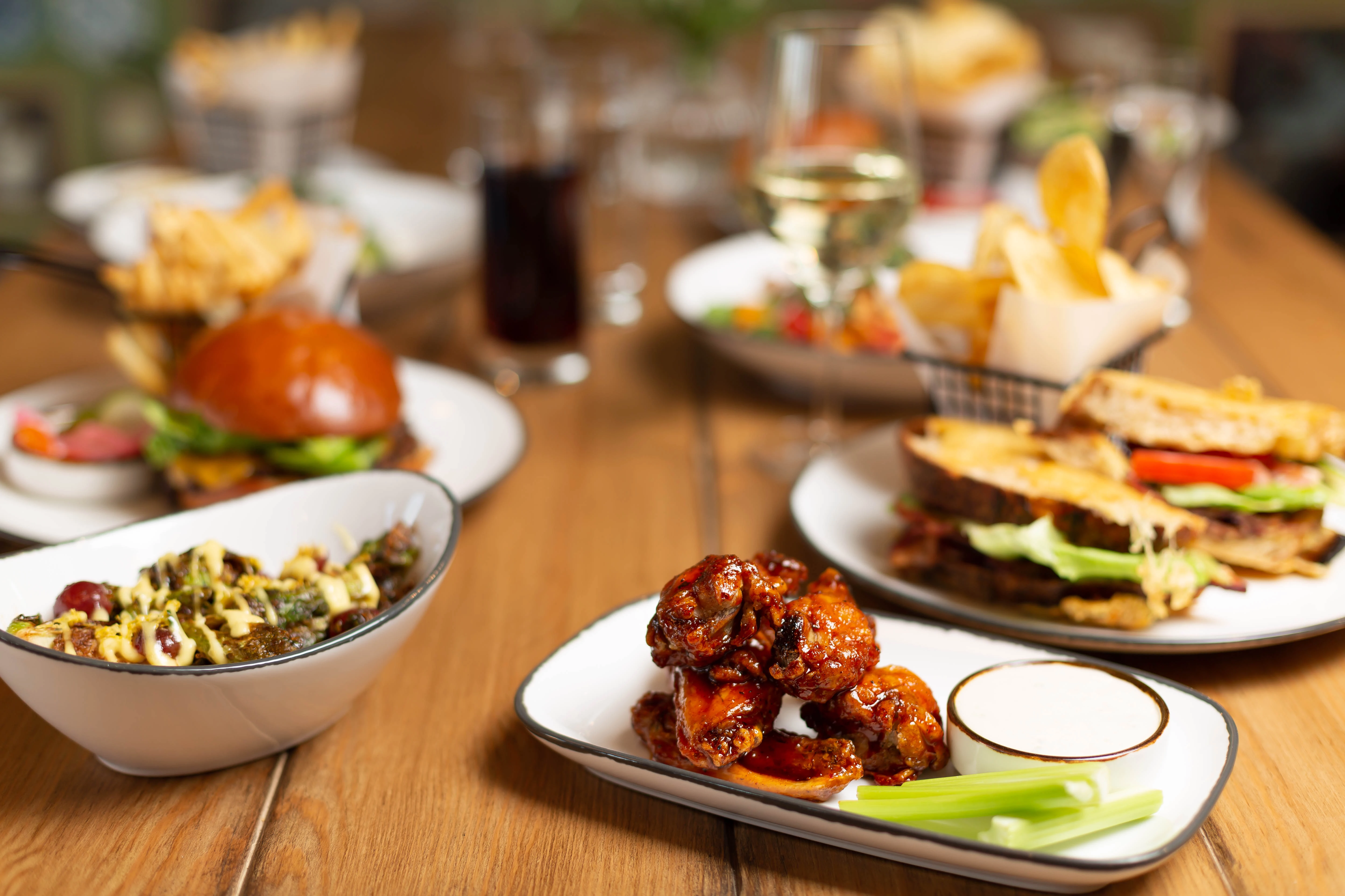 a table with plates of food