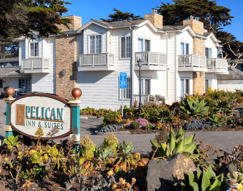 a sign in front of a building