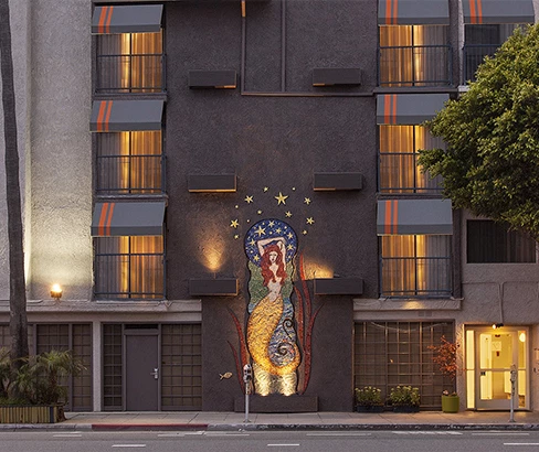 a building with a mural on the side