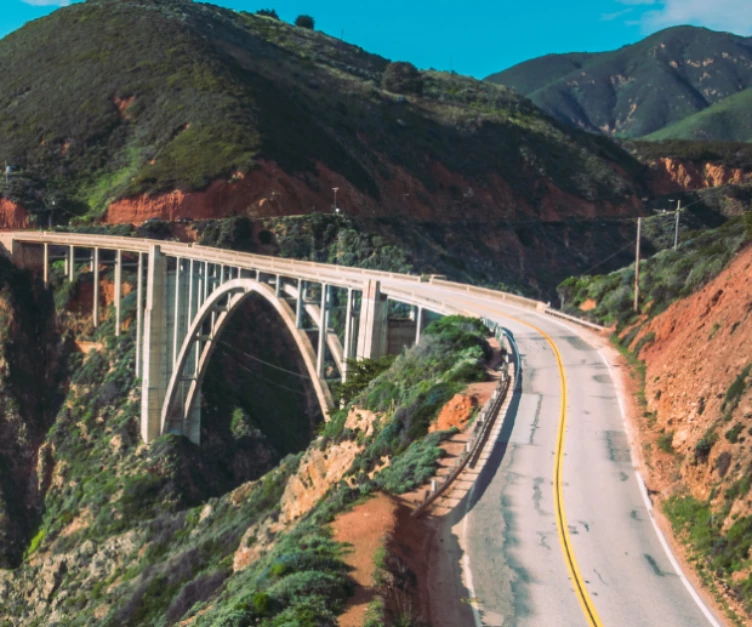 Bixby Creek Bridge over a mountain