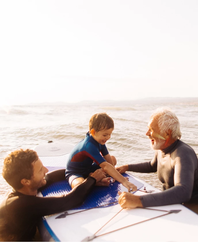 family surfing