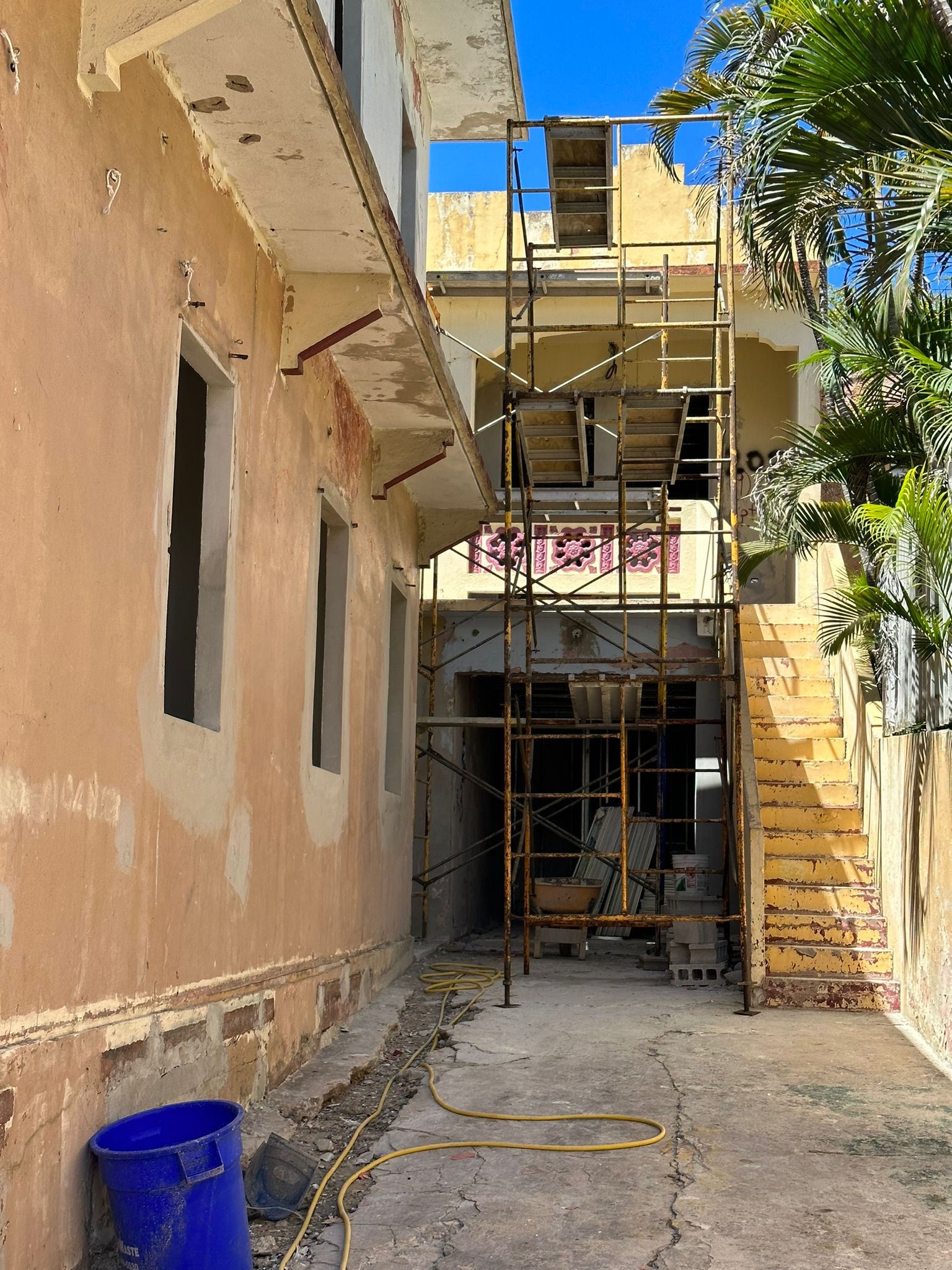 a building under construction with scaffolding
