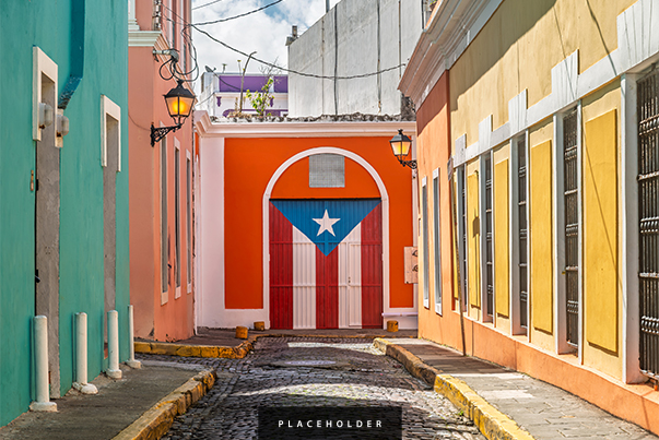 a street with a door painted on it