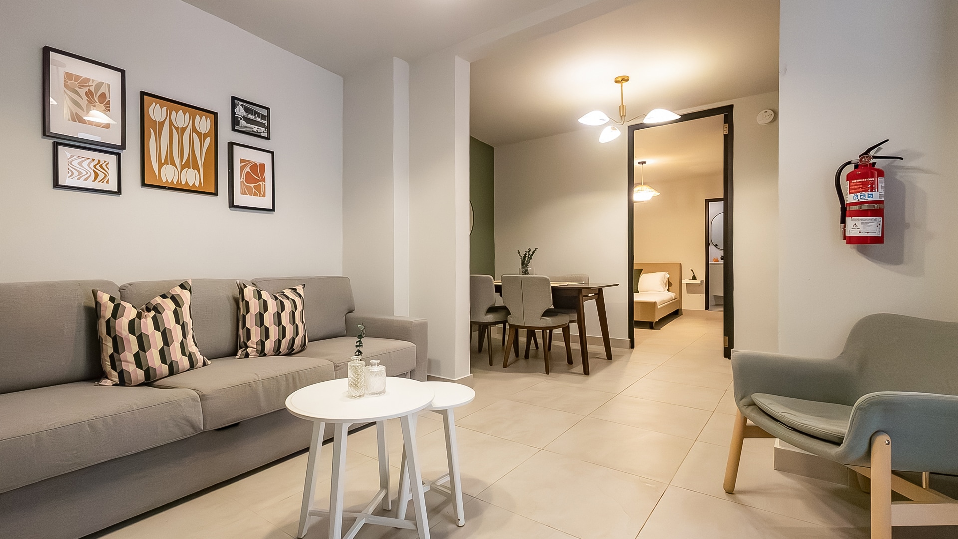 a Bright living room with sofa and chair