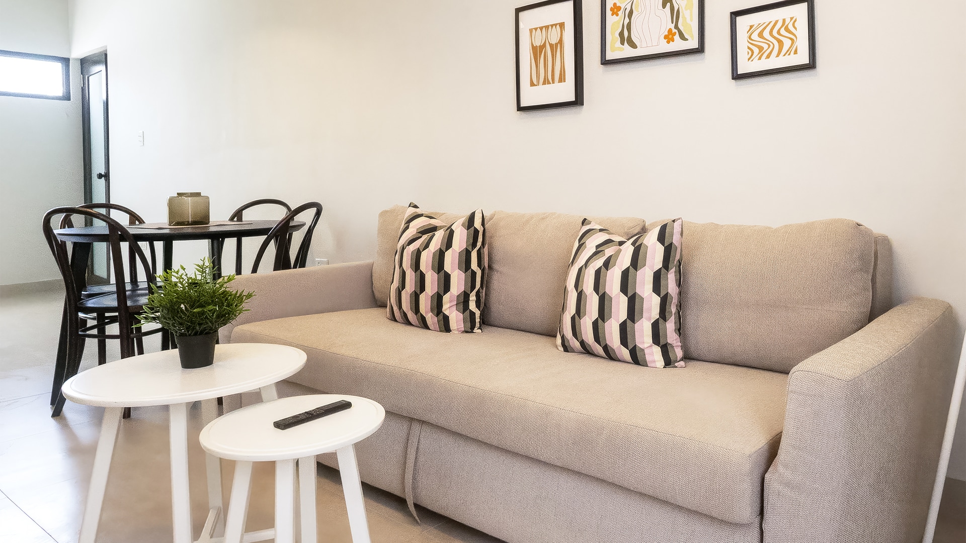 a couch with pillows on it