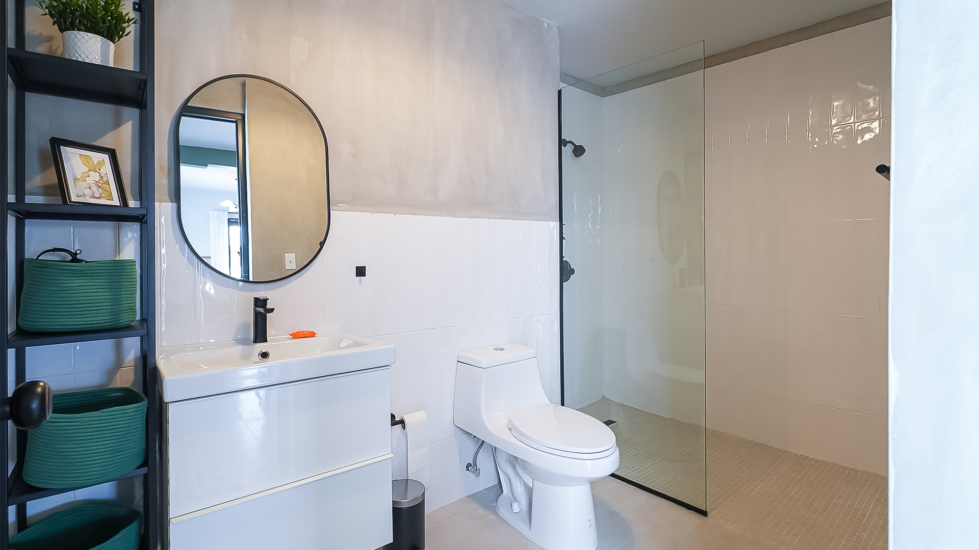 Modern bathroom with glass shower