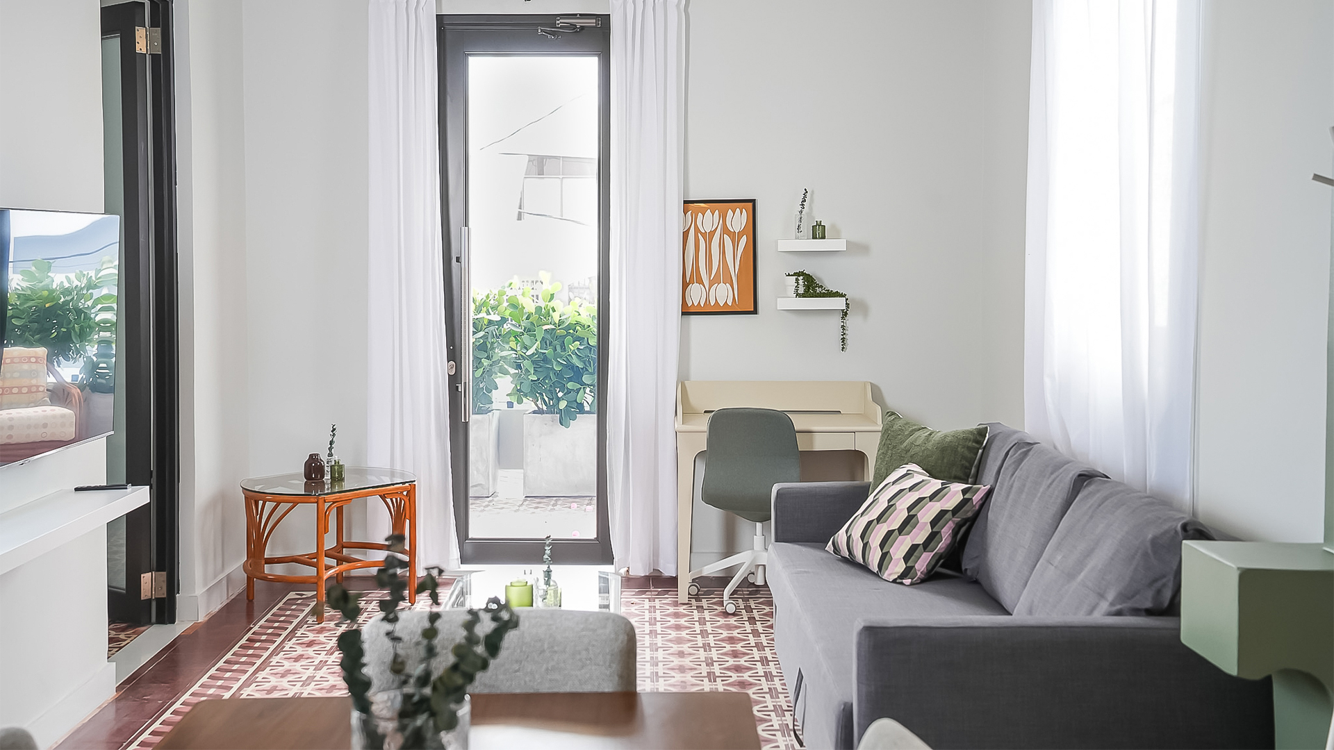 a Cozy living space with natural light