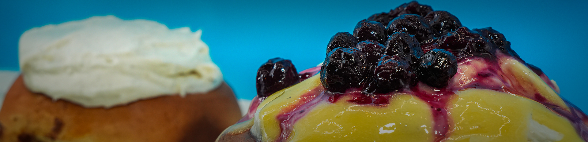 a close up of cinnamon buns