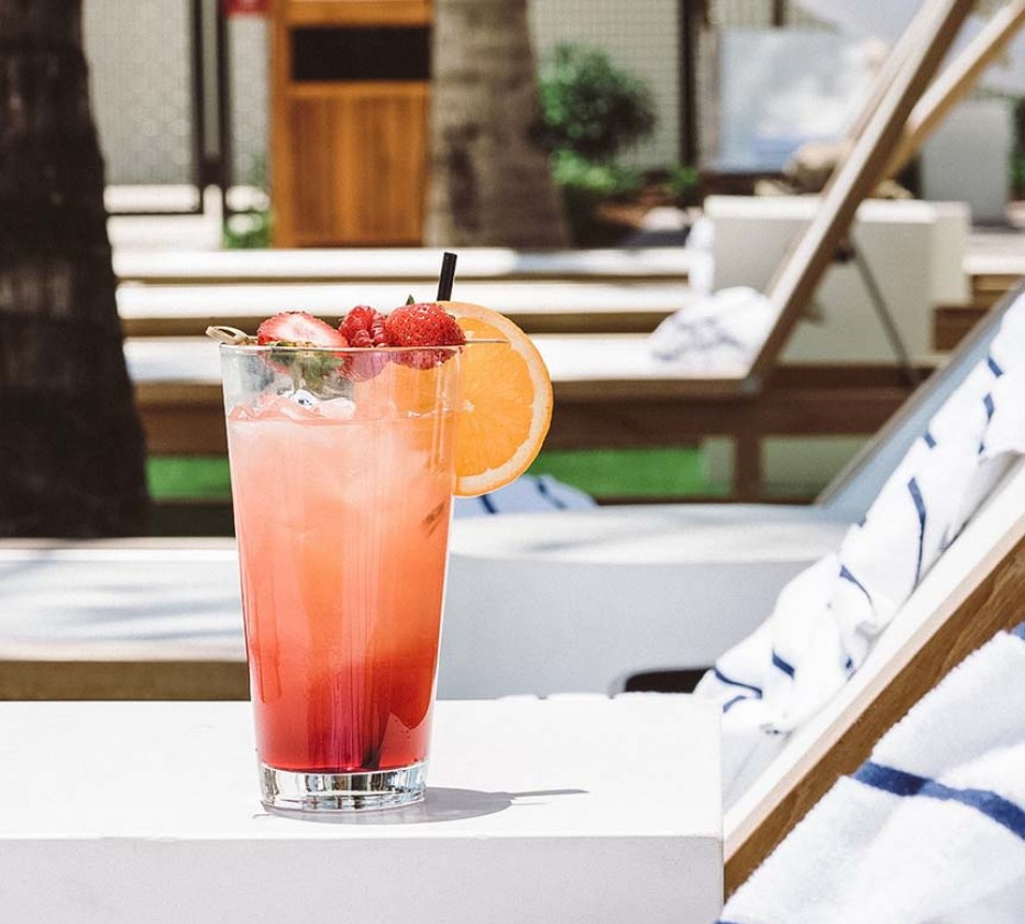 tropical and fresh tropical juice in a pool area