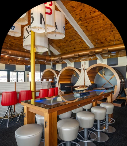 a room with a table and chairs