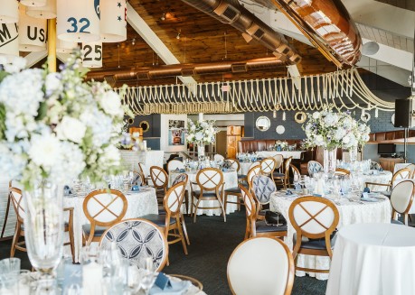 a room with tables and chairs
