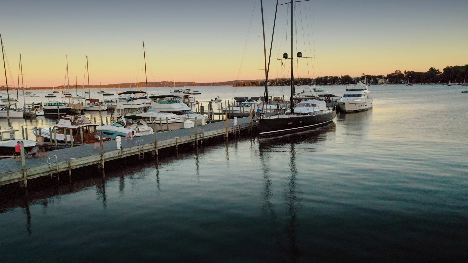 a group of boats on water