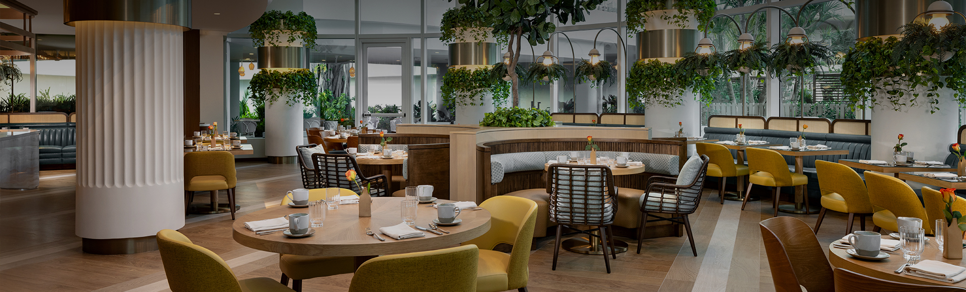 a restaurant with tables and chairs