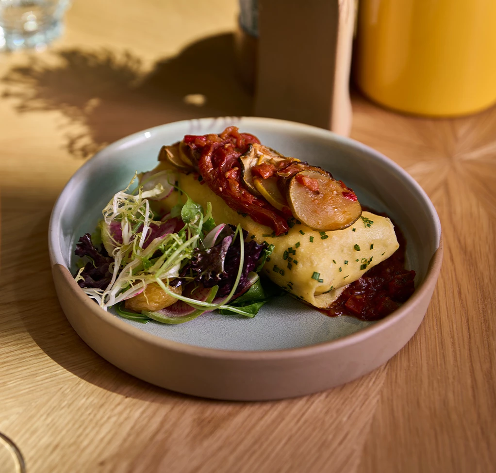 a plate of food on a table