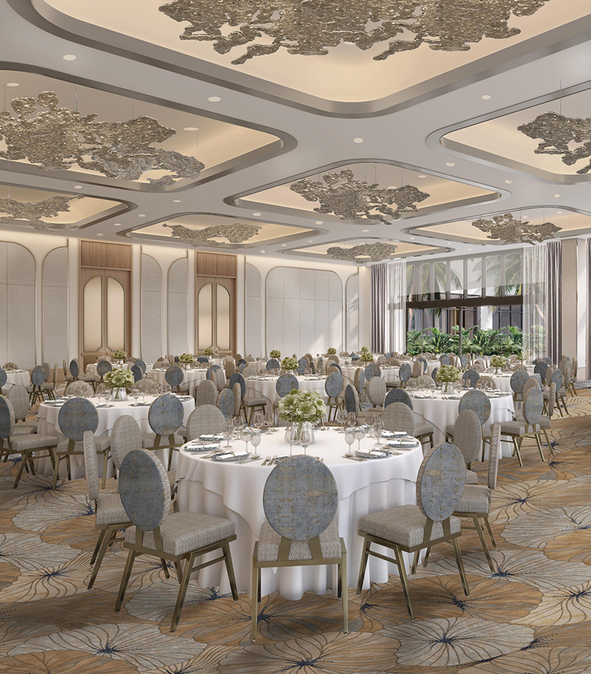 a room with tables and chairs