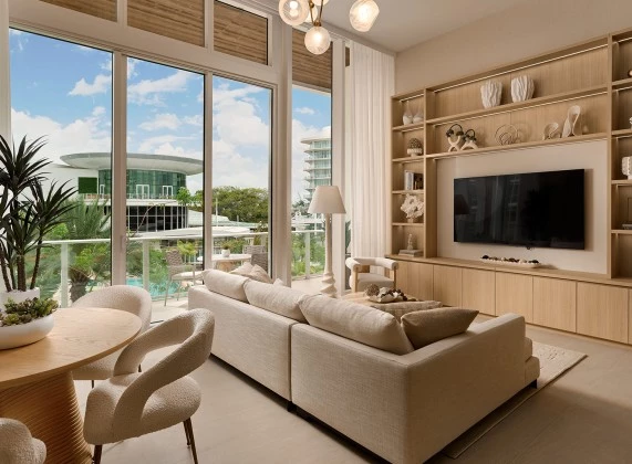 a living room with a tv and a couch