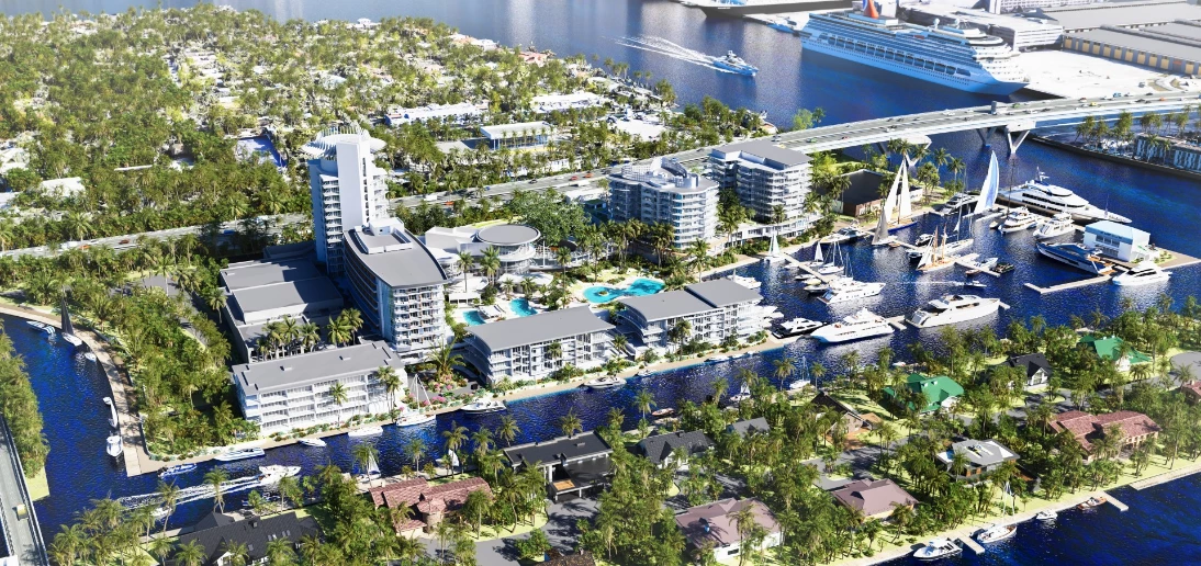 a aerial view of a city