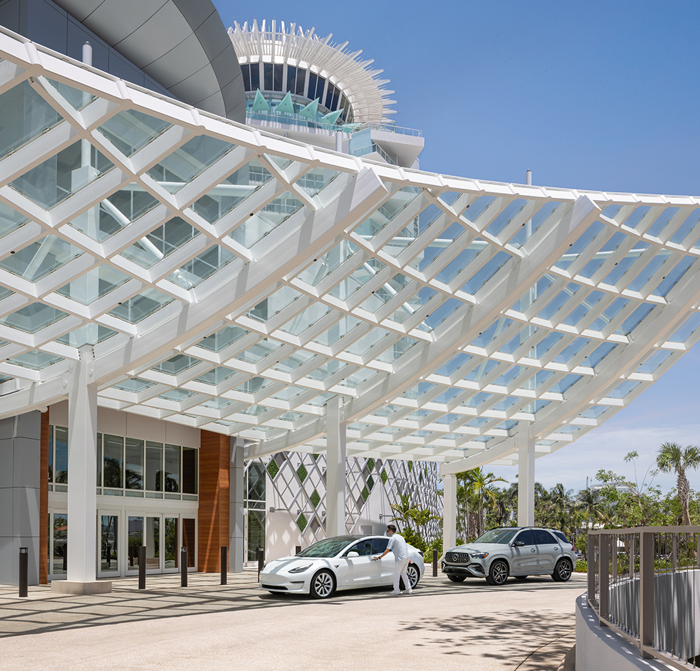 cars parked cars under a roof