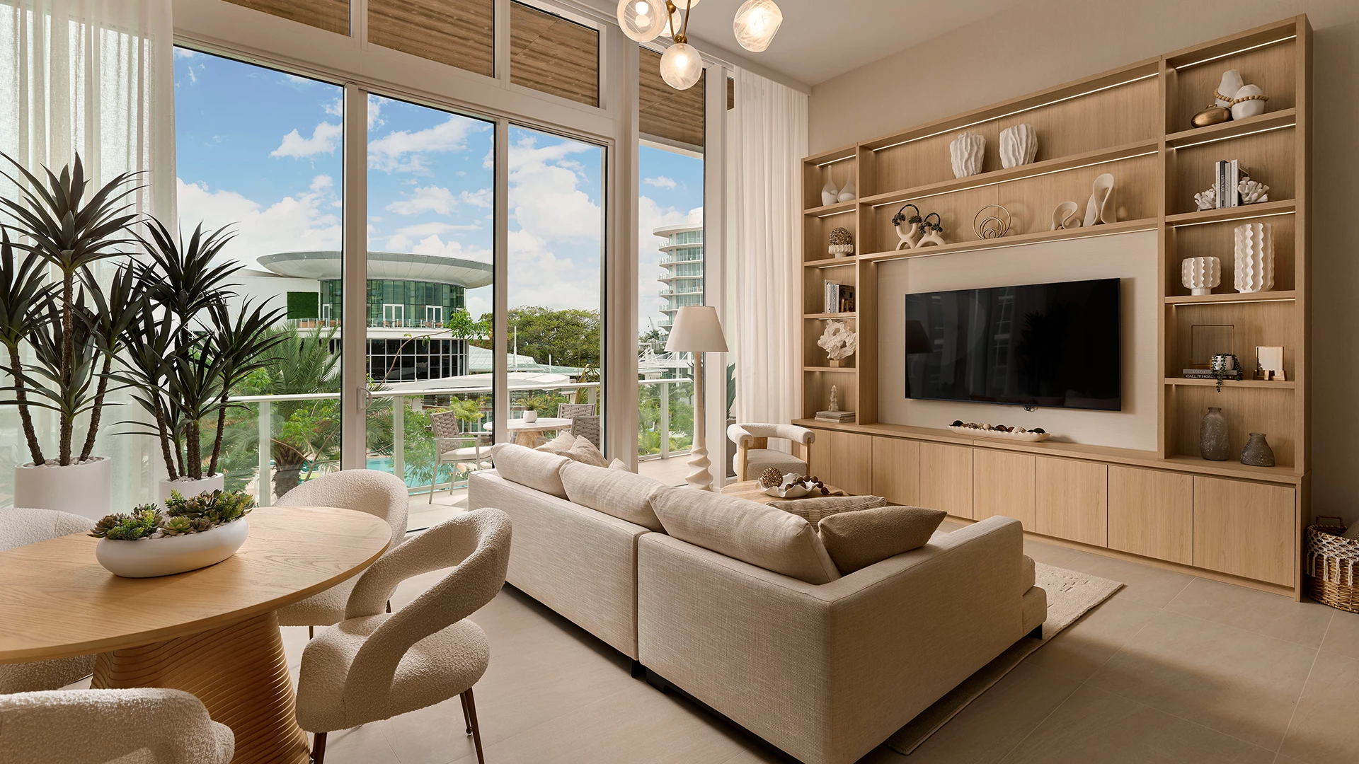 a living room with a tv and a couch