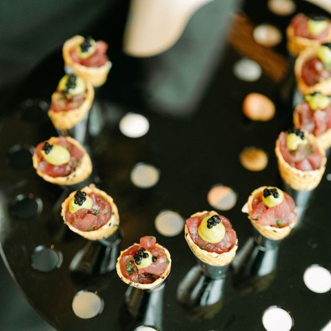 a group of food on a tray