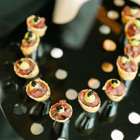 a group of food on a tray