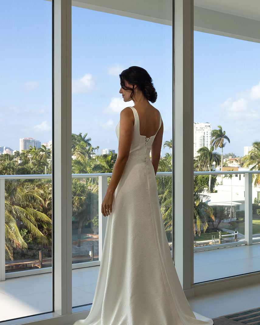 a woman in a white dress