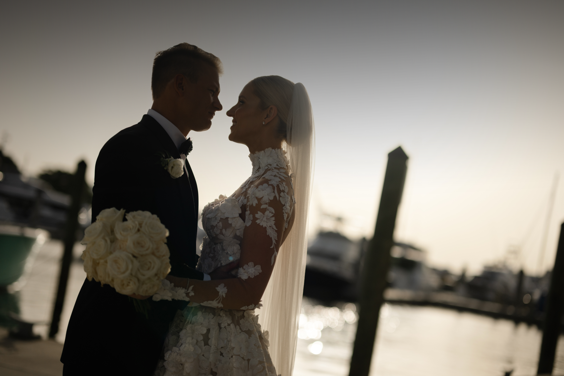 a man and woman in wedding attire