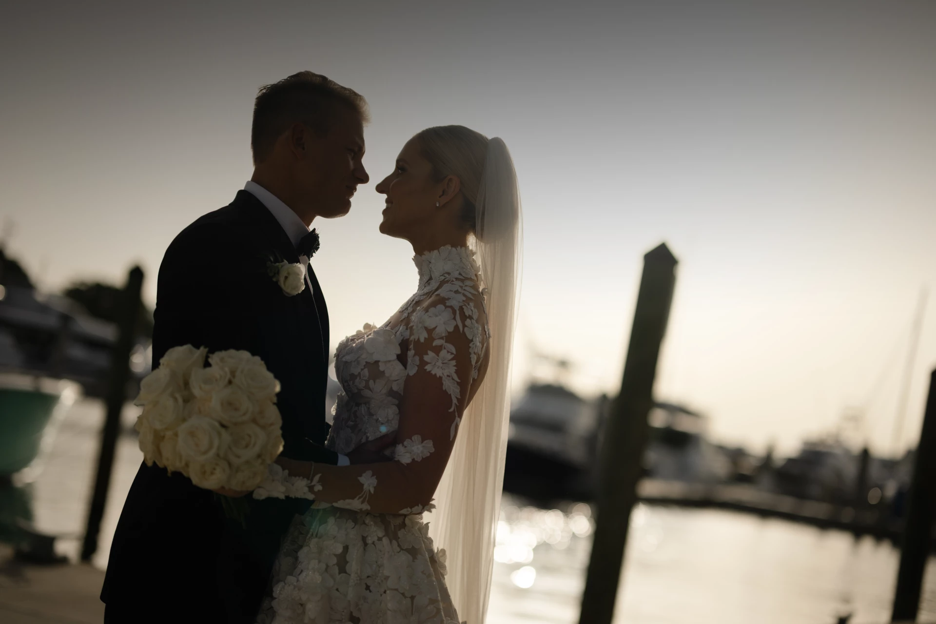 a man and woman in wedding attire