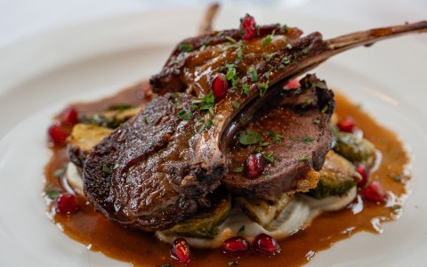 a plate of food on a white plate