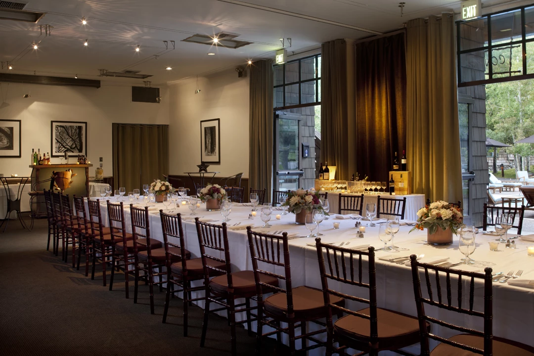 a long table set for a party