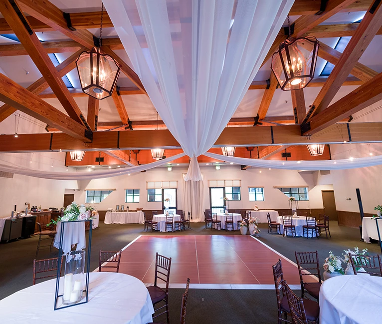 a room with tables and chairs